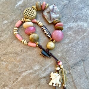 Boho Bracelet Vintage Resin and African Tribal Beads