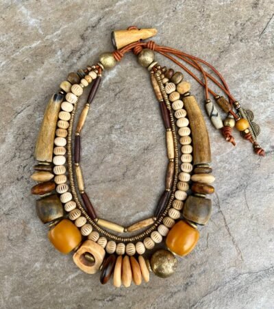 Boho Chic Multi strand Necklace Handmade Design - Image 2