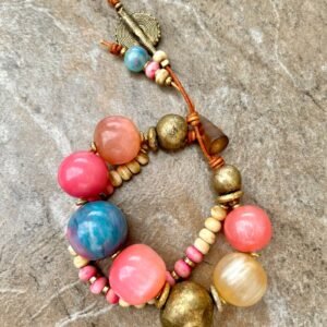 Boho Bracelet Vintage Resin and African Tribal Beads