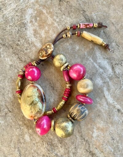 Bohemian Bracelet Vintage Resin and African Tribal Beads - Image 10