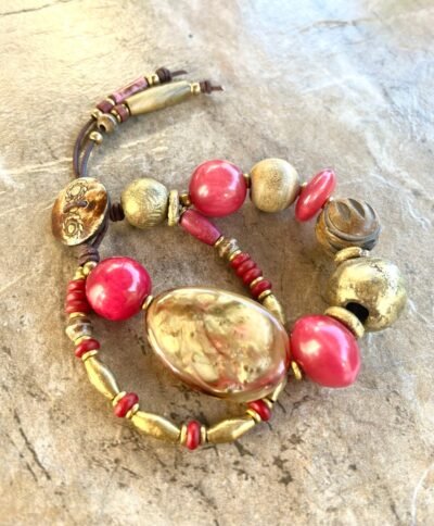 Bohemian Bracelet Vintage Resin and African Tribal Beads - Image 11