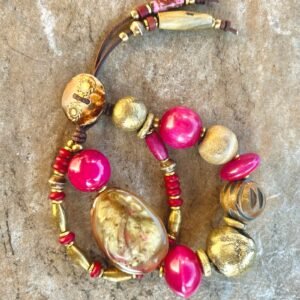 Bohemian Bracelet Vintage Resin and African Tribal Beads