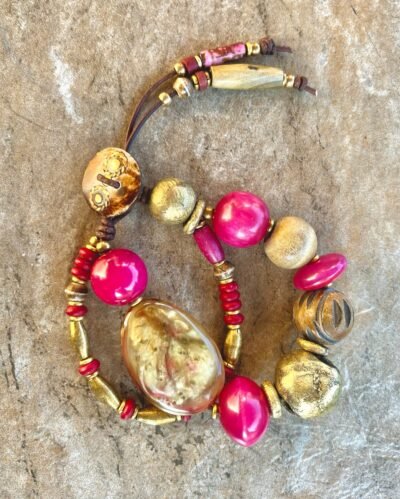 Bohemian Bracelet Vintage Resin and African Tribal Beads