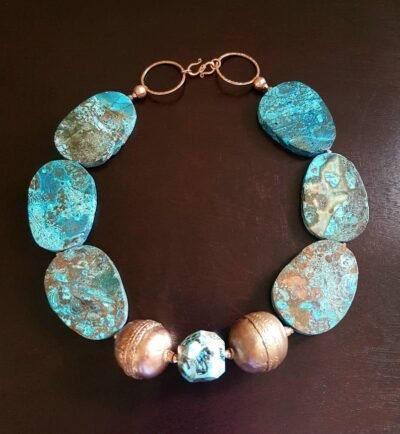 Boho Chic Blue Ocean Jasper Statement Necklace - Image 2