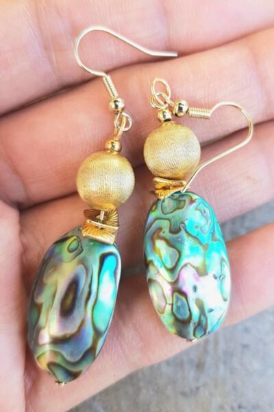 Paua abalone shell boho-chic earrings - Image 2