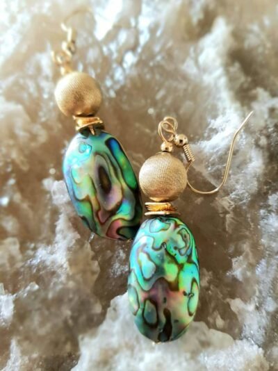 Paua abalone shell boho-chic earrings - Image 3