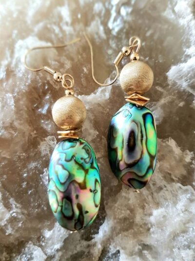 Paua abalone shell boho-chic earrings - Image 5