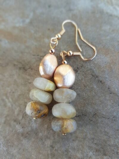 Boho Chic Gold Rutilated Quartz Earrings - Image 5