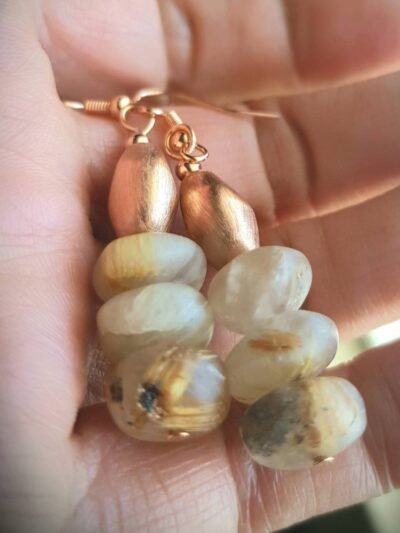 Boho Chic Gold Rutilated Quartz Earrings - Image 6