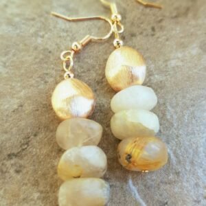 Boho Chic Gold Rutilated Quartz Earrings