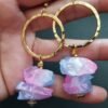 Bicolor Raw Quartz Earrings - Image 2