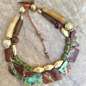 Statement Bohemian Necklace Australian Chrysoprase and African tribal Beads