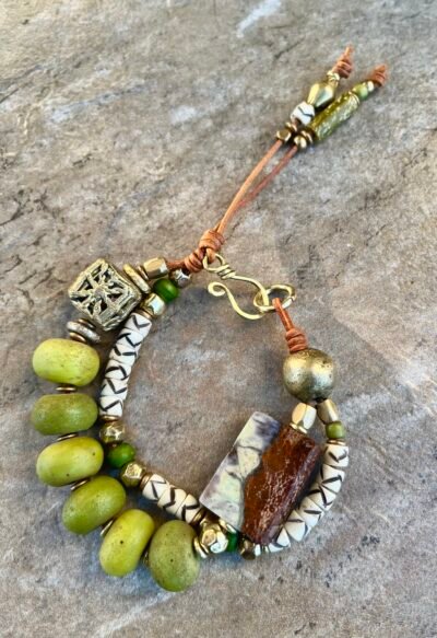 Green Lime Bracelet Java Glass and Chrysoprase Gemstone - Image 12