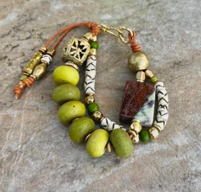 Green Lime Bracelet Java Glass and Chrysoprase Gemstone - Image 15