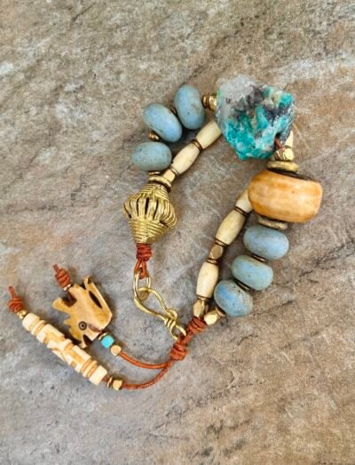 Rough Amazonite and Java Glass Boho Bracelet - Image 7