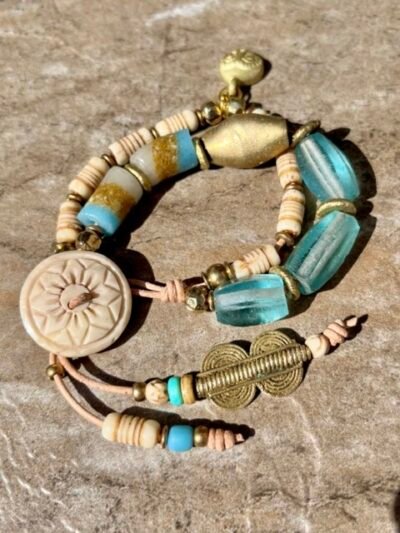 Aqua Blue Glass Boho Bracelet - Image 8