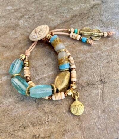 Aqua Blue Glass Boho Bracelet - Image 12