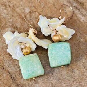 Boho Chic Amazonite and Mother of Pearl Earrings