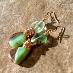 Chocolate Mint Chrysoprase and Fluorite Earrings