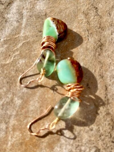 Chocolate Mint Chrysoprase and Fluorite Earrings - Image 3