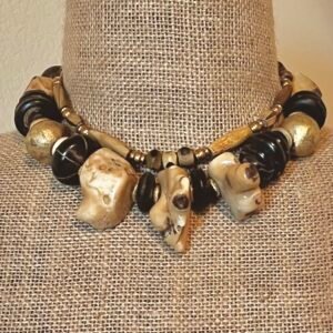 Bamboo Coral and African Tribal Beads Necklace