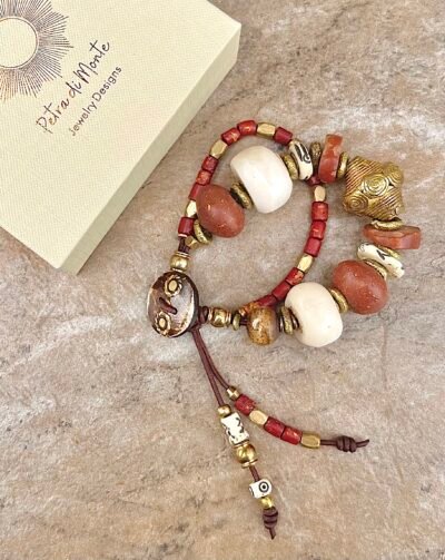 Antique Mali Clay Beads Boho Bracelet - Image 2