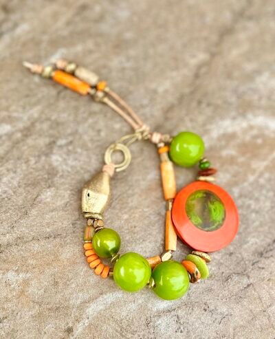 Art Deco Colorful Vintage Resin Bracelet