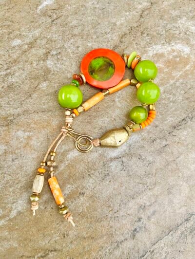 Art Deco Colorful Vintage Resin Bracelet - Image 6
