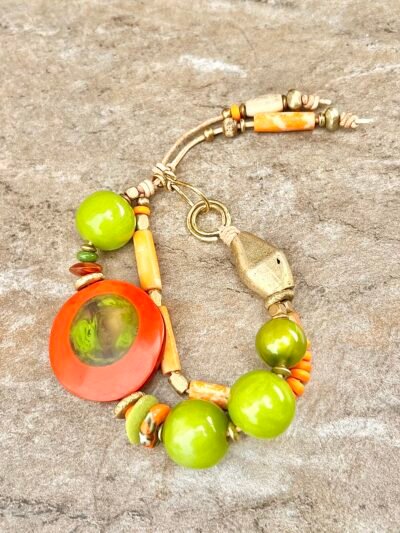 Art Deco Colorful Vintage Resin Bracelet - Image 11