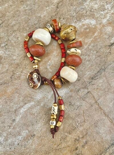 Antique Mali Clay Beads Boho Bracelet - Image 14