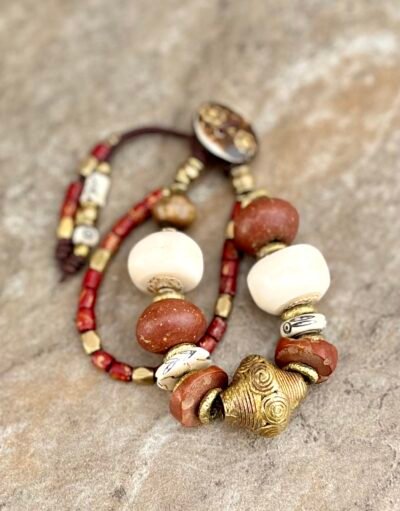 Antique Mali Clay Beads Boho Bracelet - Image 8