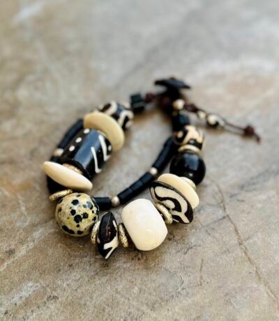 Batik Bone and Dalmatian Jasper Bracelet - Image 8