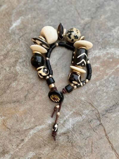 Batik Bone and Dalmatian Jasper Bracelet - Image 10