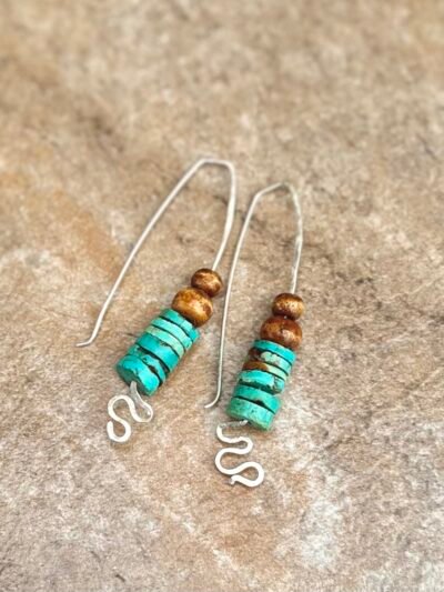 Turquoise and Sterling Silver Boho Earrings
