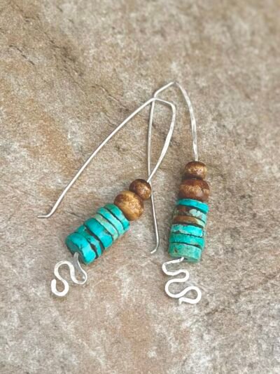 Turquoise and Sterling Silver Boho Earrings - Image 3