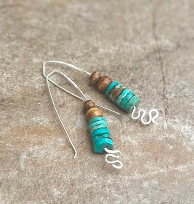 Turquoise and Sterling Silver Boho Earrings - Image 5