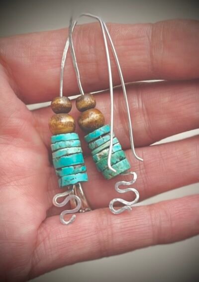 Turquoise and Sterling Silver Boho Earrings - Image 7
