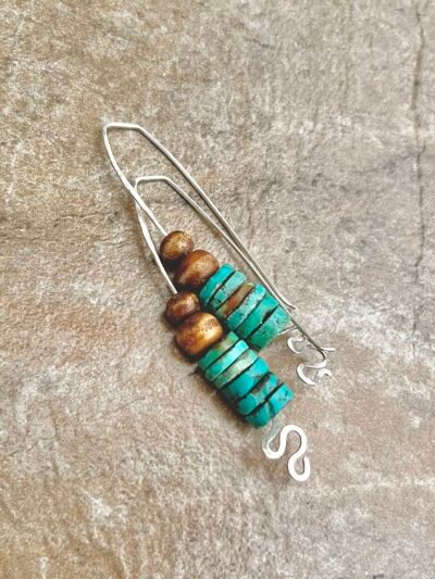 Turquoise and Sterling Silver Boho Earrings - Image 2
