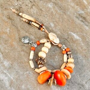 Orange and cream Boho Hippie Bracelet