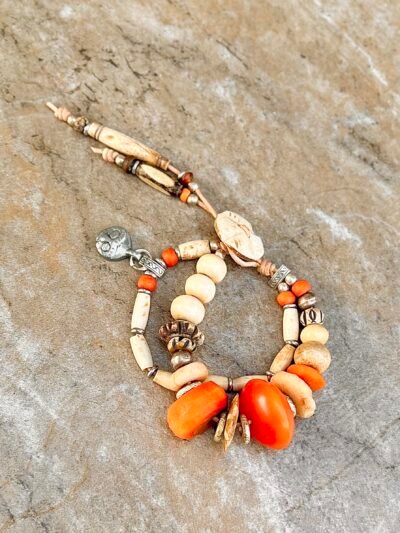 Orange and cream Boho Hippie Bracelet