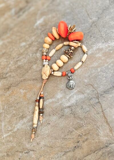 Orange and Cream Boho Hippie Bracelet - Image 10