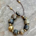 African Tribal Bone and Dalmatian Jasper Bracelet