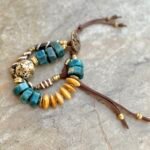 Blue Apatite and Jasper Boho Bracelet