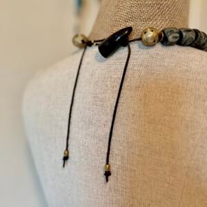 Lapis Lazuli and African Carved Bone Necklace