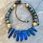 Lapis Lazuli and African Carved Bone Necklace