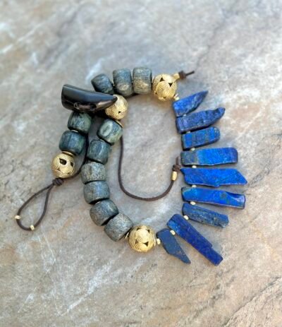 Lapis Lazuli and African Carved Bone Necklace - Image 13