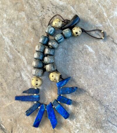 Lapis Lazuli and African Carved Bone Necklace - Image 11