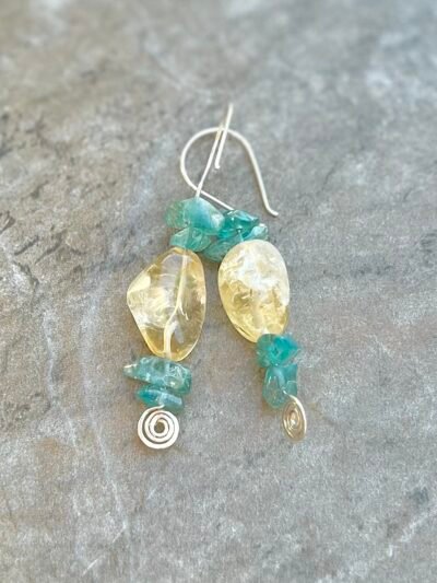 Citrine and Apatite Sterling Silver Earrings - Image 2