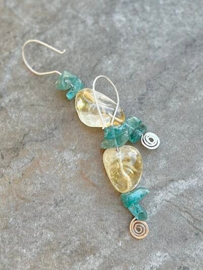 Citrine and Apatite Sterling Silver Earrings - Image 4