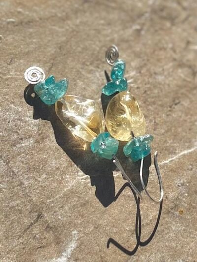 Citrine and Apatite Sterling Silver Earrings - Image 6